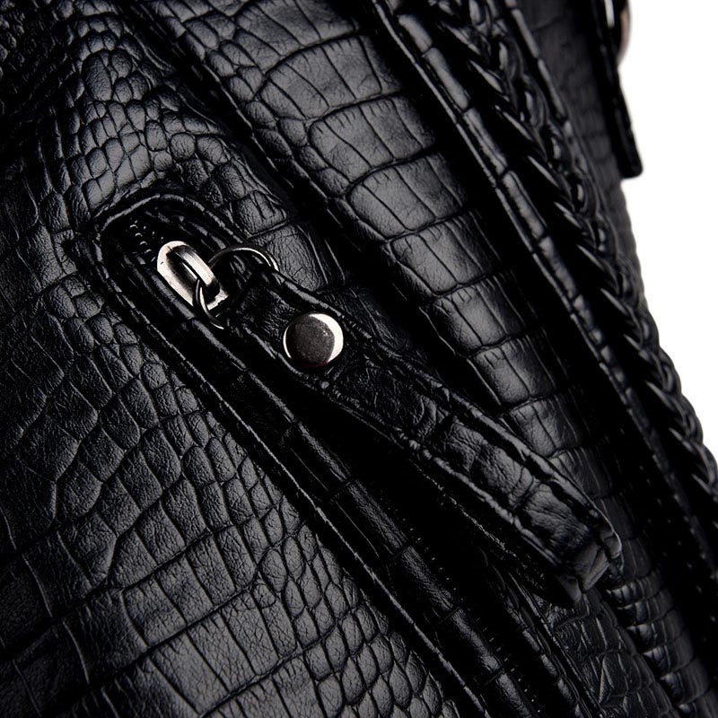 The Archetypal | Leather Tote Crocodile | Women's Big Leather Tote (Black)