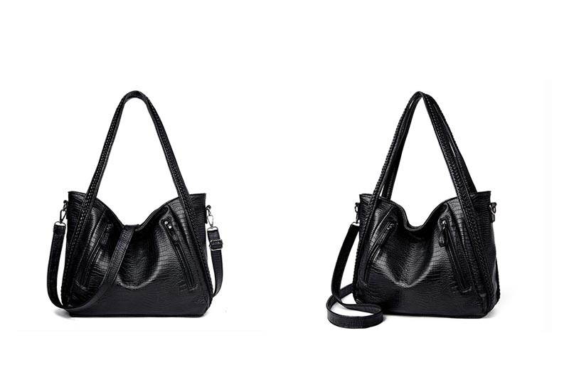 The Archetypal | Leather Tote Crocodile | Women's Big Leather Tote (Black)