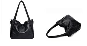 The Archetypal | Leather Tote Crocodile | Women's Big Leather Tote (Black)