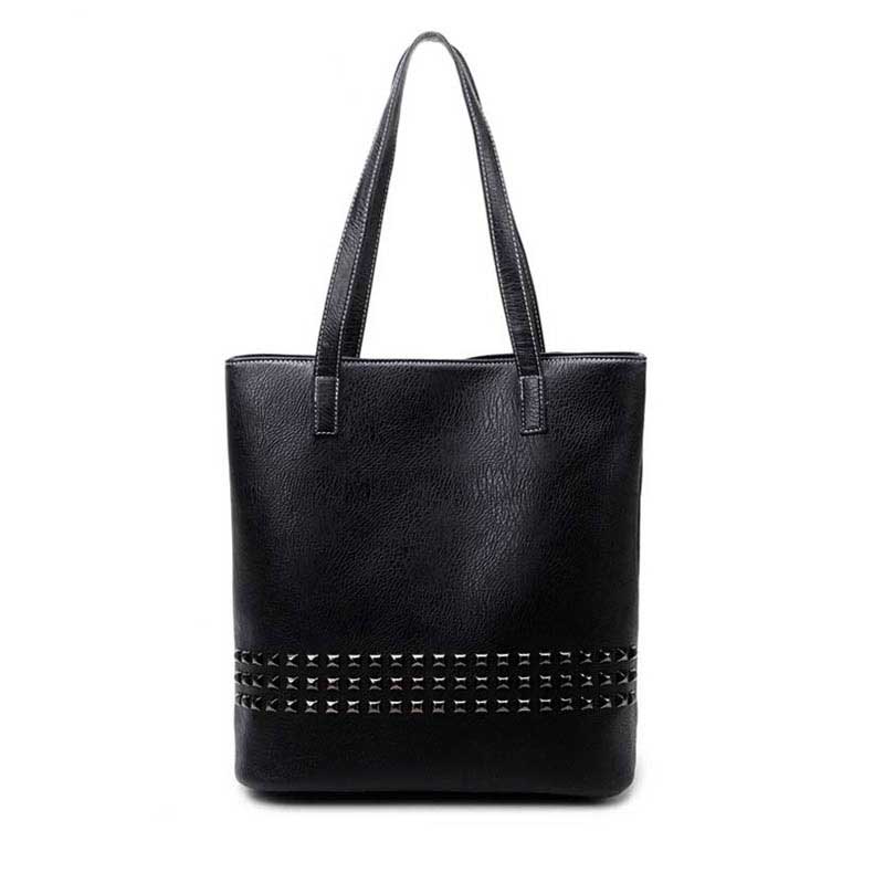 black leather tote