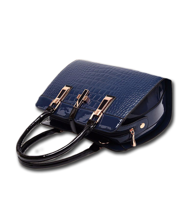 Genuine Leather Women Handbags Blue Crocodile Pattern Lady