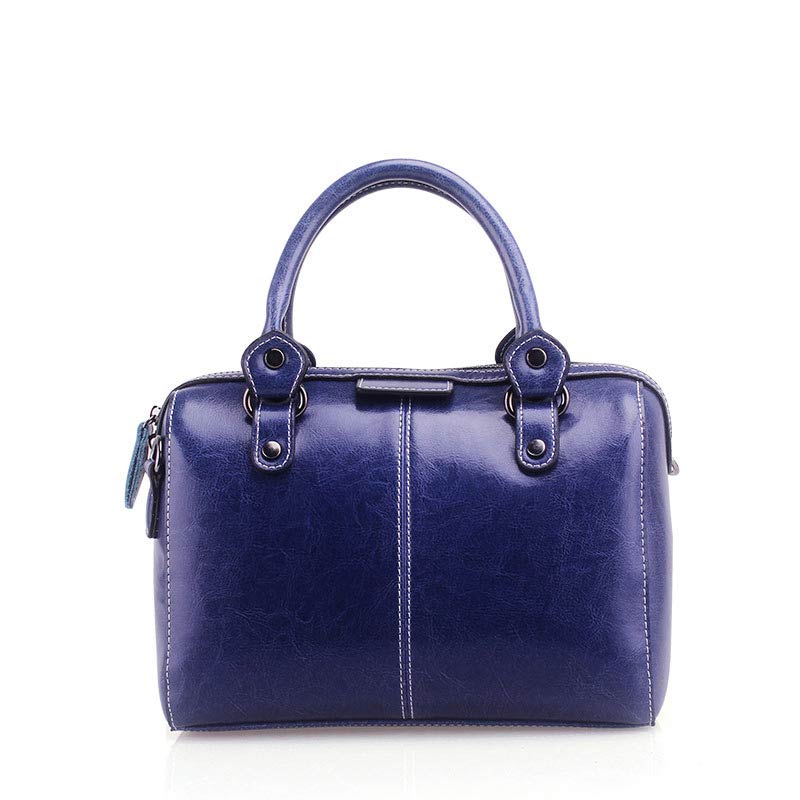 blue leather bag