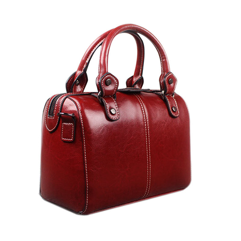 red leather tote