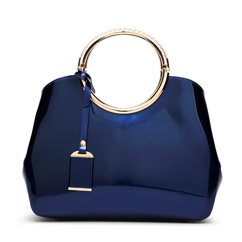 blue leather handbags and purses