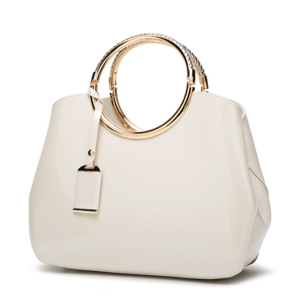 The Circle Bag-Clutch-Leather-HandBag-Crossbody-Leather-Bags-for-Women-Shoulder-bag-leather-with-circle-handle-zipper-WHITE