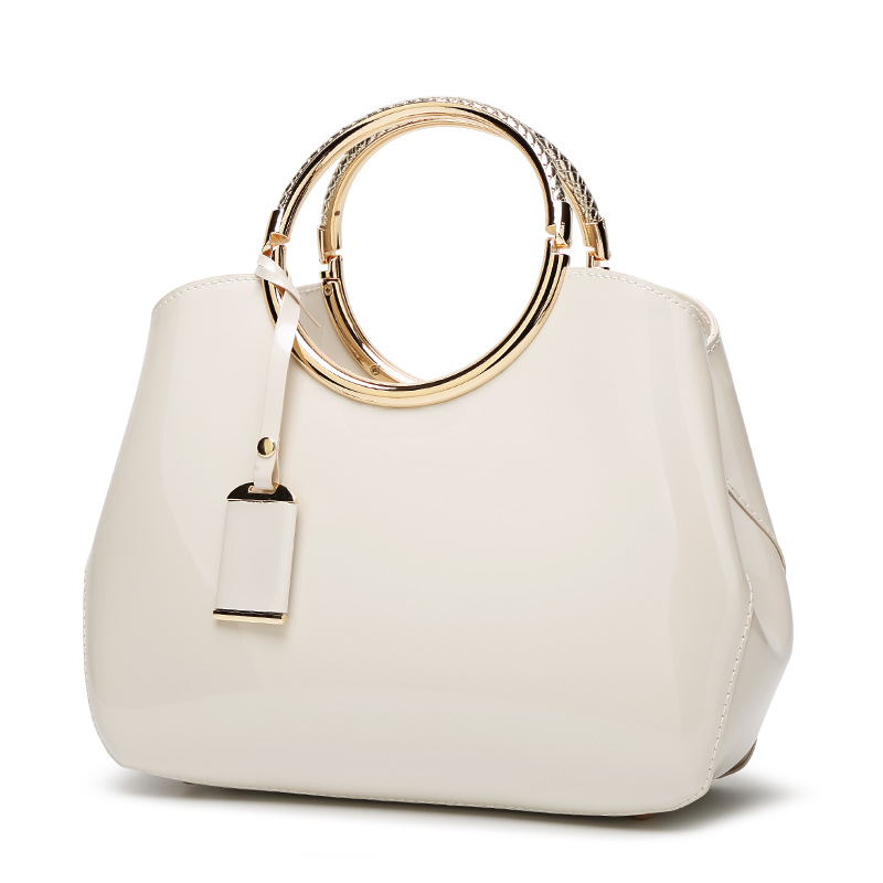 white leather bag