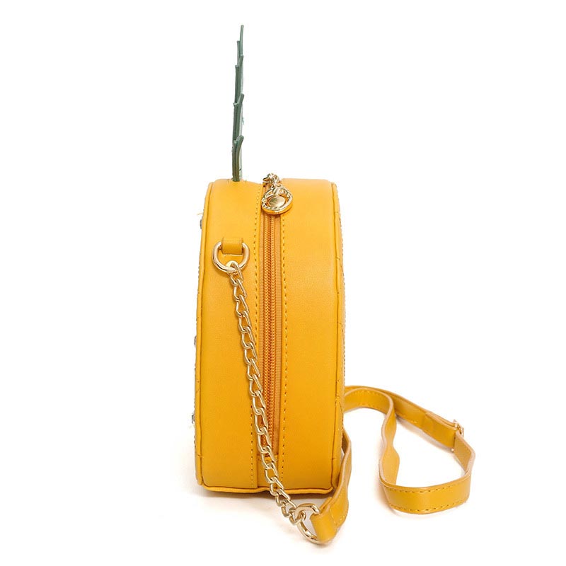The Pineapple Bag - Clutch Bag - Beautiful Mini Pineapple Women Messenger Bag with Chain & Diamonds -Shoulder Bag - Crossbody Bags for women-white-yellow (8)