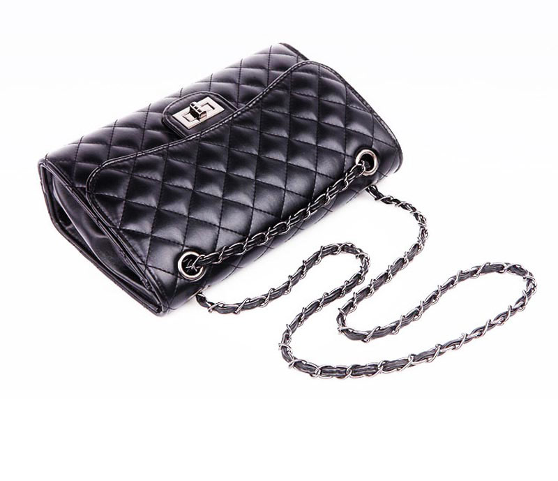 black leather quilted crossbody bag