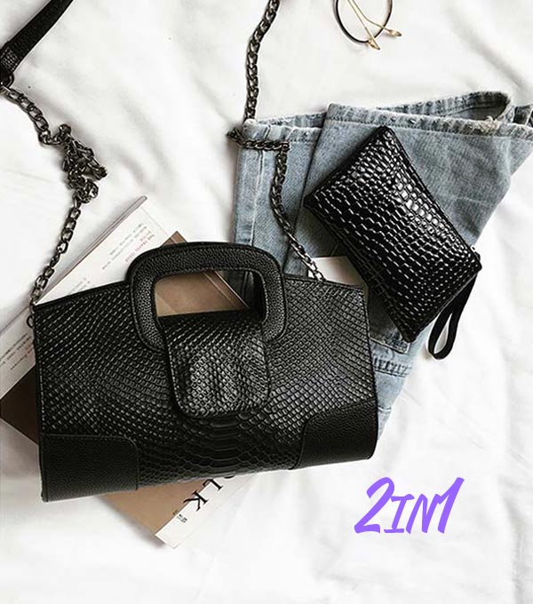 The Astonishing, Leather Clutch Bag Crocodile