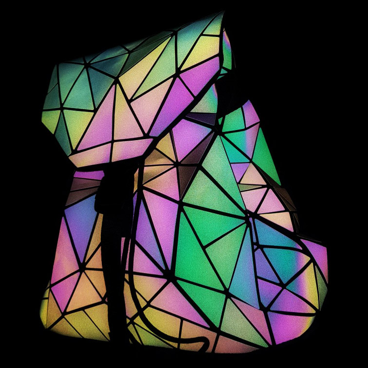 BATCAT Luminous Geometric Holographic Reflective Backpack Color Changing Bag  25 L Backpack - Price History