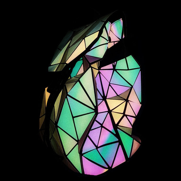 Luminous Geometric Backpack Holographic Reflective Bag,Perfect For  Work,Travel, Women's Color Changing And Laser Bag