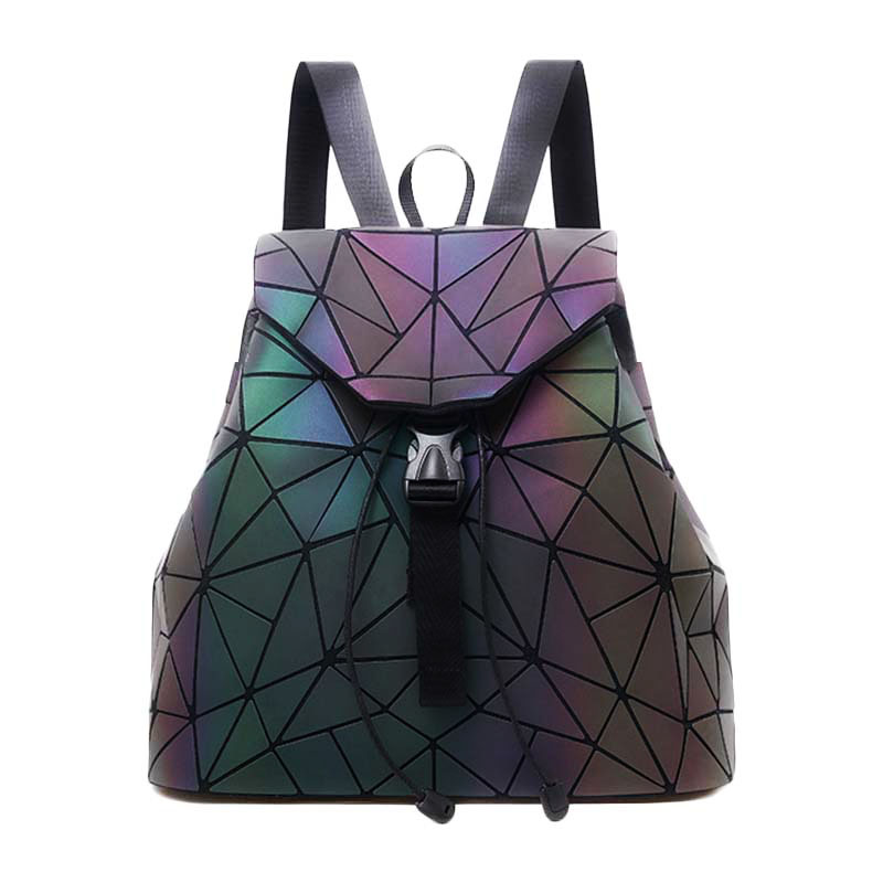 The Luminous Backpack Geometric Backpack Holographic Reflective ClutchToteBags