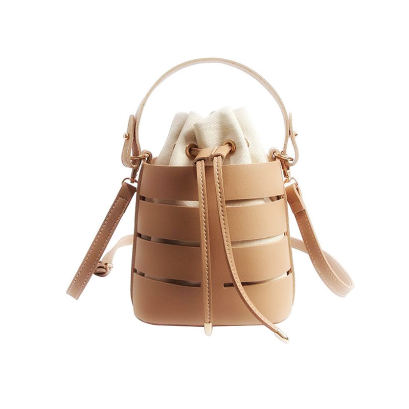 Women Bucket Handbag Ladies Design Leather Medium Drawstring Shoulder Bag QP