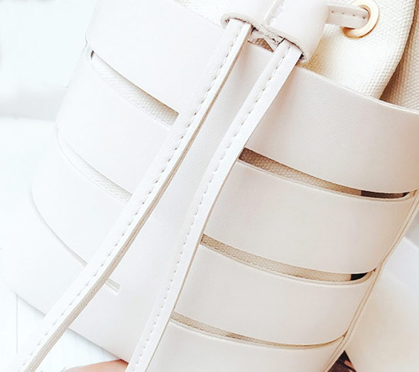 Bag Strap Drawstring Crossbody Bag Accessories Leather Belt Shoulder Straps  for Bucket Bag (Color : Strap Beige, Size : 1SIZE)