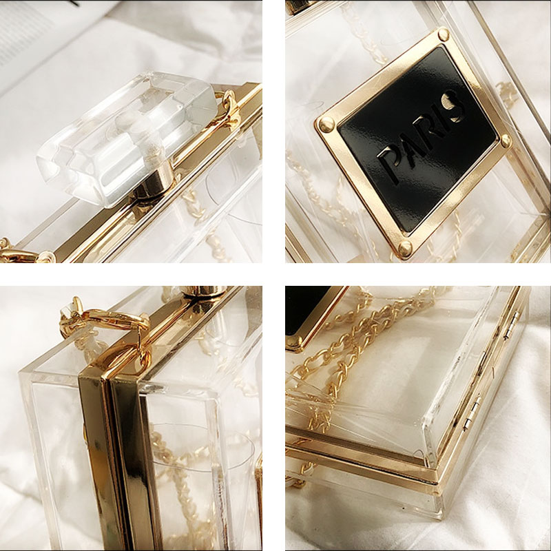 Premium Transparent Clear Acrylic Hard Box Clutch Bag Handbag