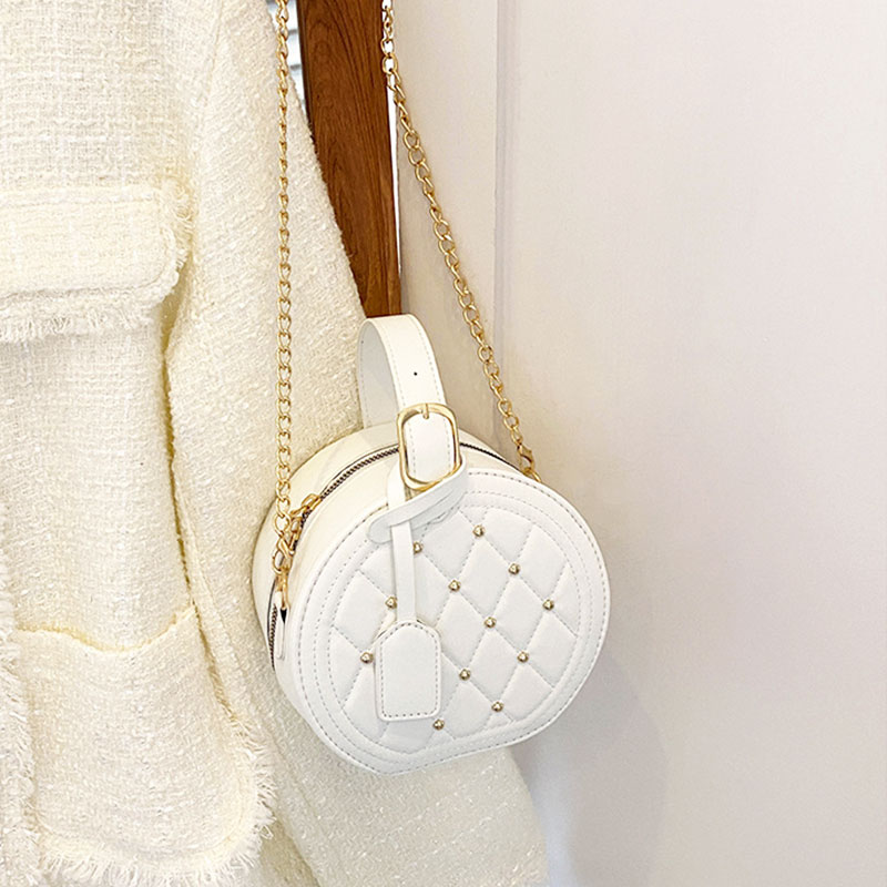 Small Round Leather Circle Crossbody Bag
