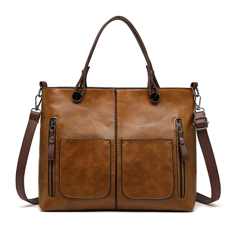 St. Anne Leather Zippered Tote - British Tan Florentine Leather